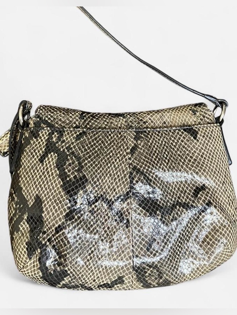 Coach Soho Exotic Python Mini Crossbody Bag with silver hardware and buckle - Picture 2 of 8